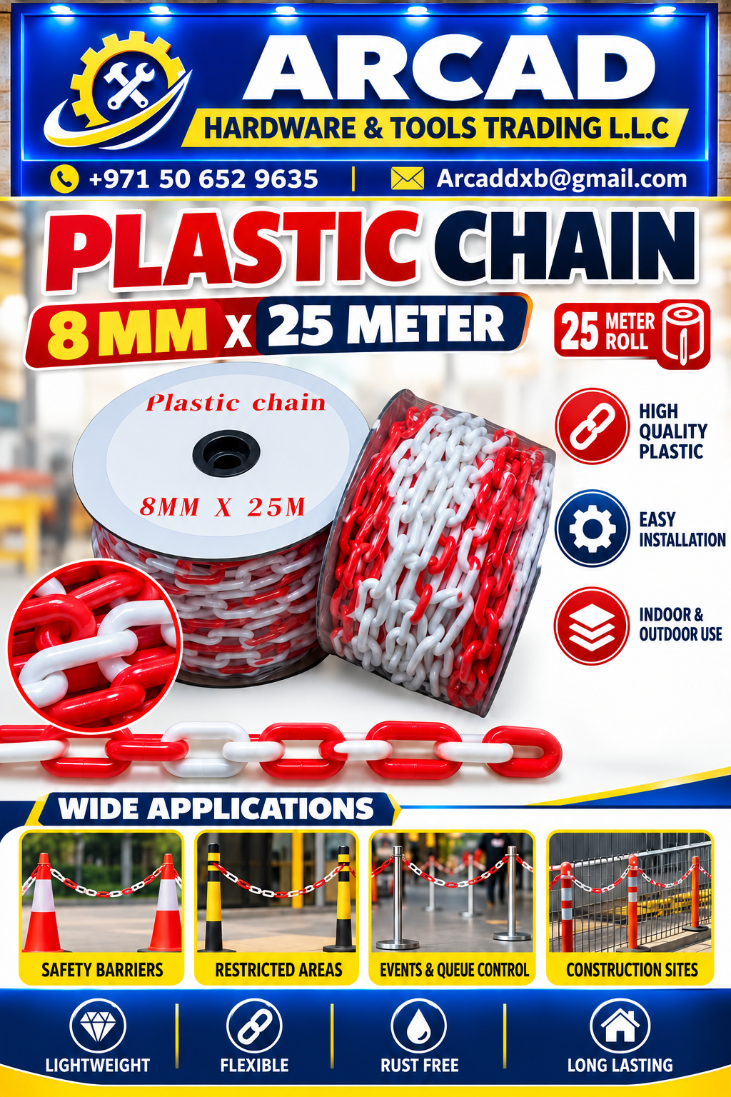 Red and white plastic chain